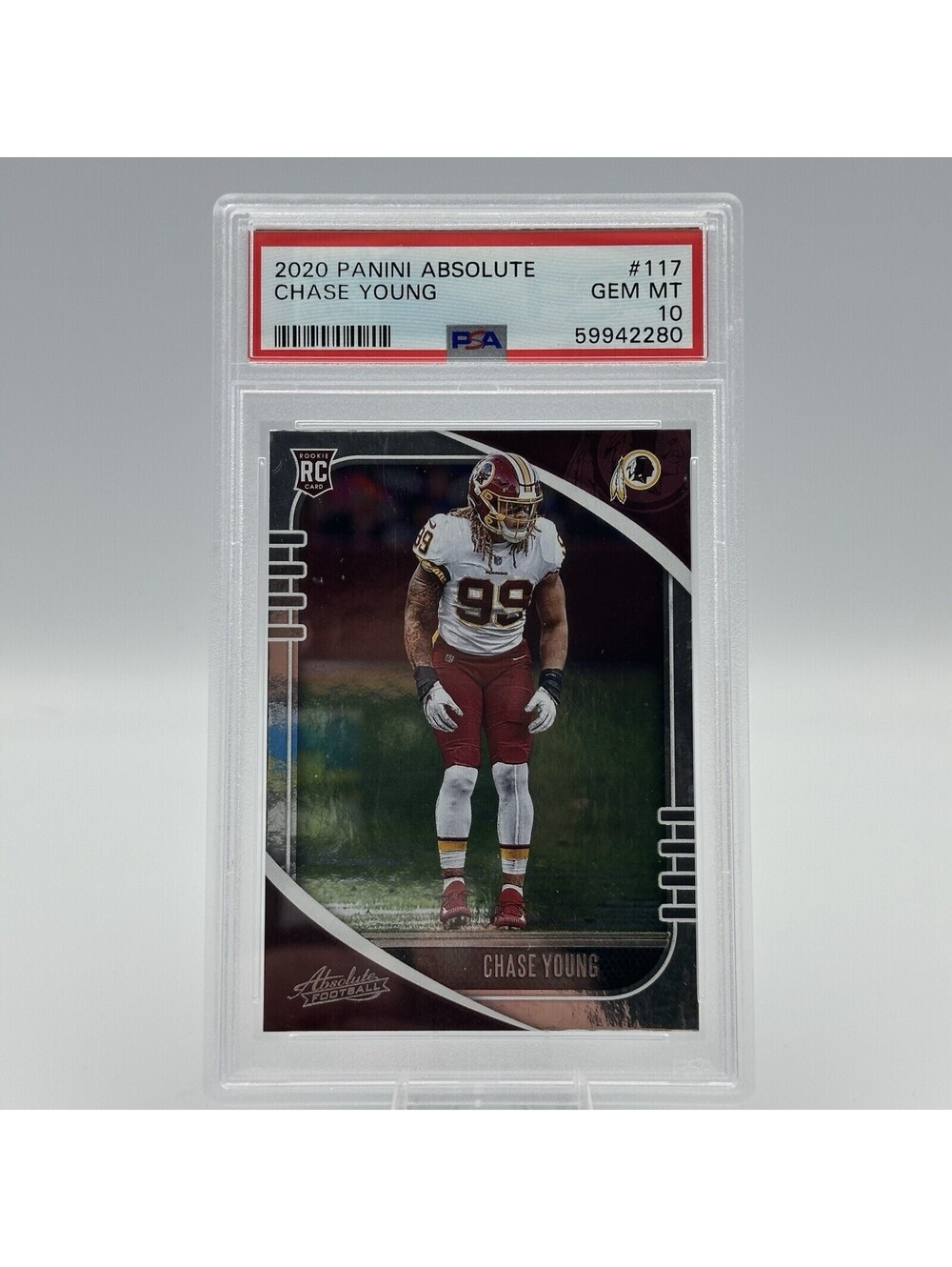 2020 Panini Absolute Chase Young Rookie Card #117 - PSA 10 Washington Redskins